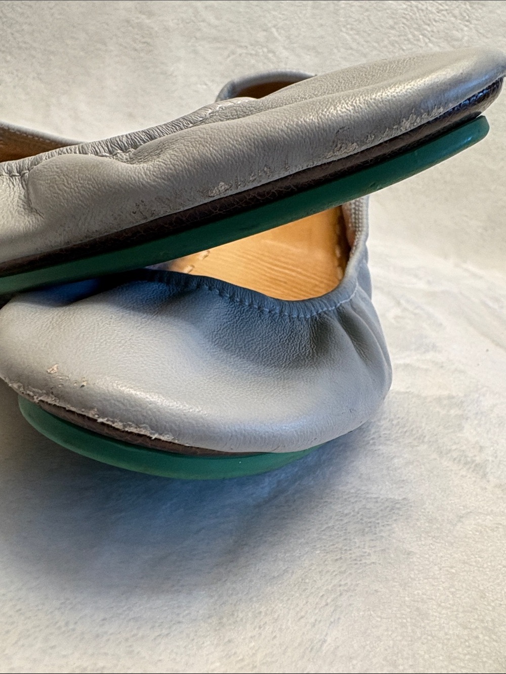Tieks by Gavrieli Feather Gray Foldable Leather Ballet Flats Women's Size 11 - Picture 9 of 9